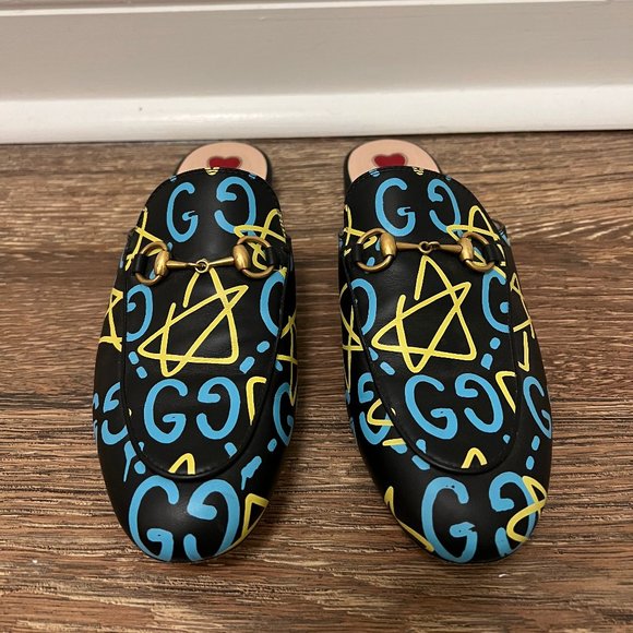 Gucci Princetown Ghost Star Leather Mules - Picture 2 of 6